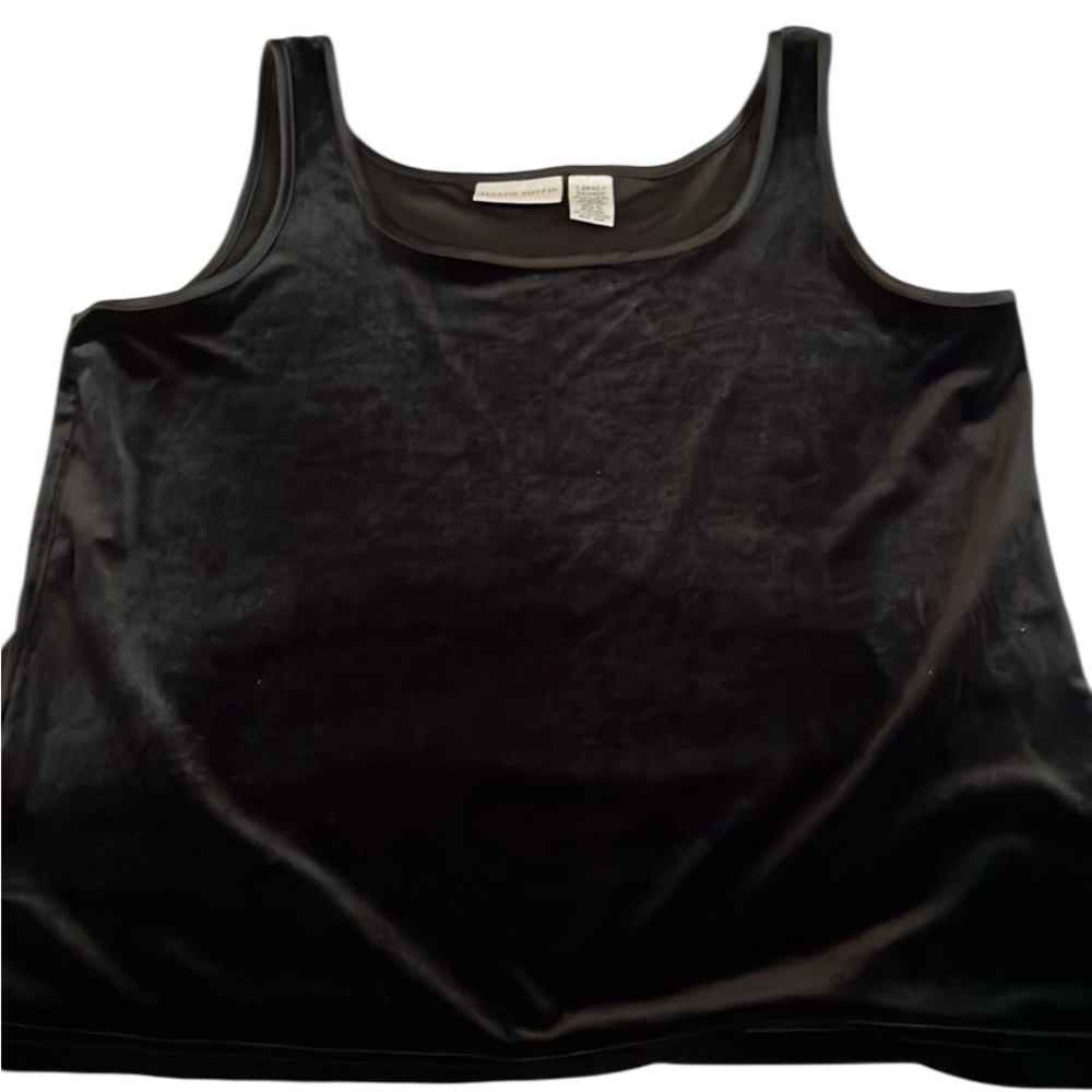 Jaclyn Smith large black velour tank top / camisole velvet like